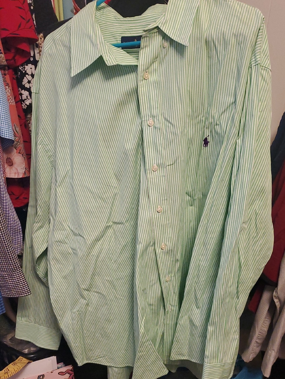 Polo by Ralph Lauren Light Green Striped Dress Shirt